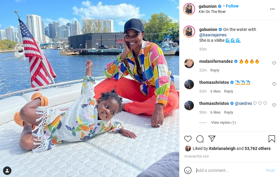She Is A Viiiibe Gabrielle Union And Kaavia James Enjoy Their Day Out On A Boat Laptrinhx News