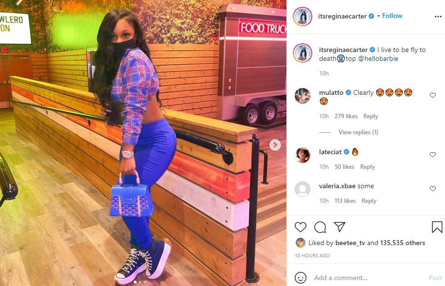 Its The Waist For Me Reginae Carter Flaunts Her Cute Outfit And Small Waist And Fans Are 0790