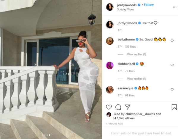 Jordyn Woods Stuns in Lace-Up Bodycon Dress on Instagram