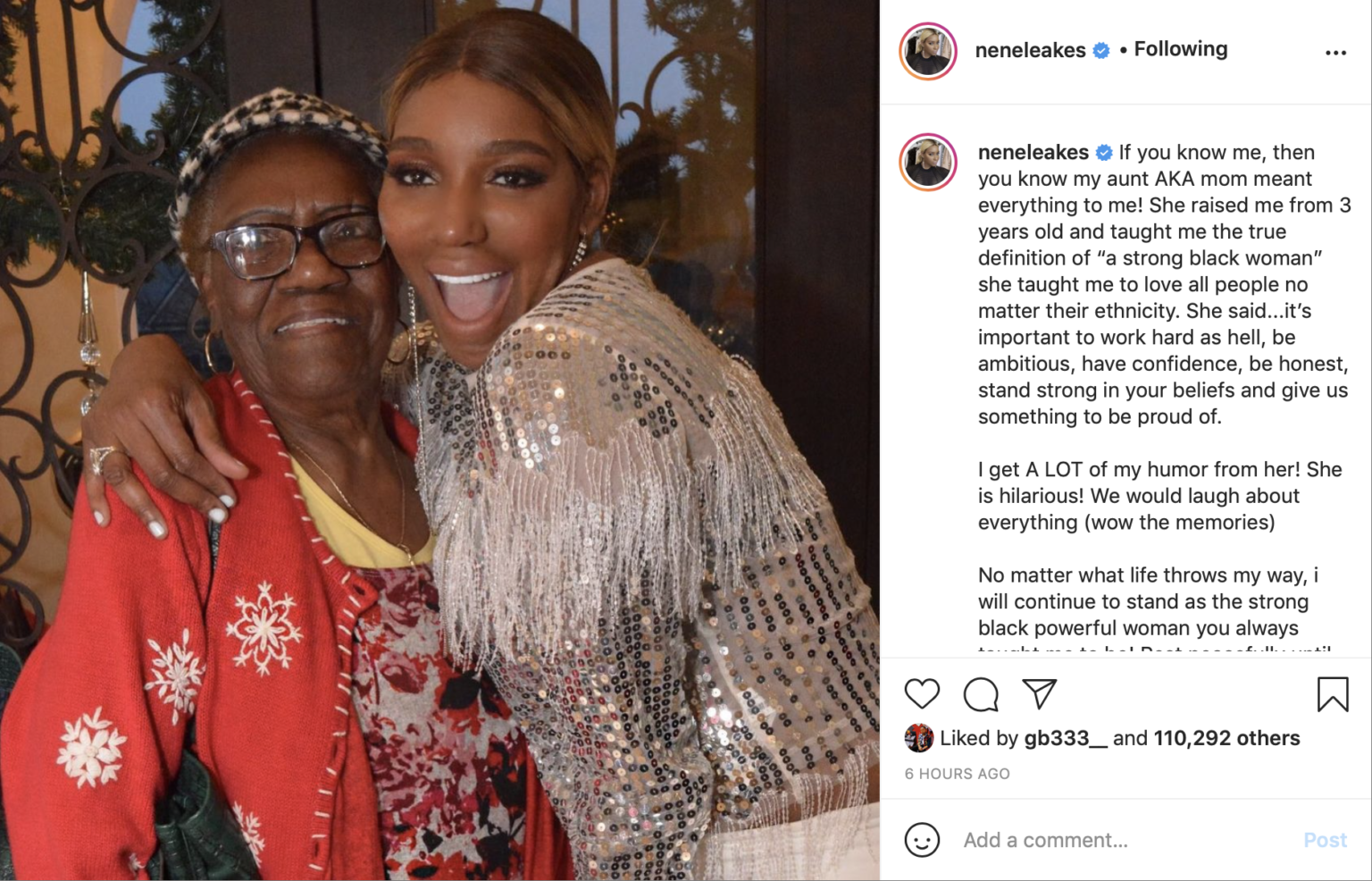 Former "RHOA" reality star Nene Leakes reveals that her aunt who ...