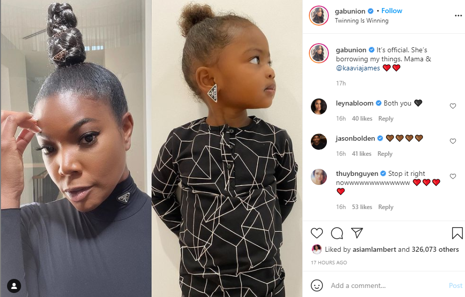 Who Wore It Best Gabrielle Union Reveals Daughter Kaavia Is Borrowing Her Stuff Laptrinhx News