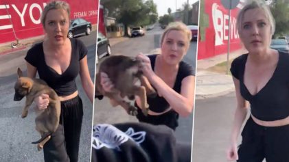White Woman Throws Dog at Black Man During Bizarre Confrontation on a California Street