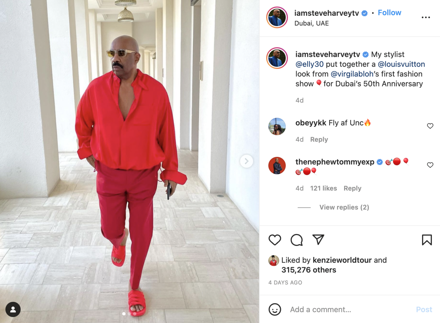 'Looking Holiday Rich': Steve Harvey's All-Red 'Fit Has Fans Singing ...