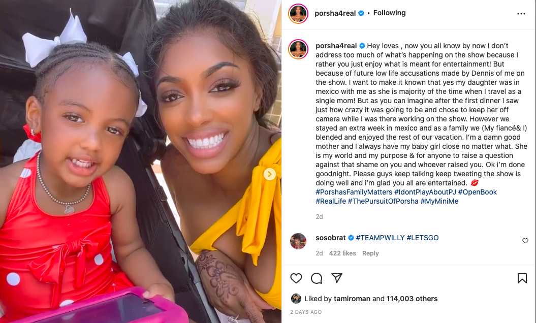 ‘Shame on You’:Porsha Williams Calls Out Her Ex Dennis After He Allegedly Criticized Her Mothering Abilities While Shooting Scenes for Her Reality Show