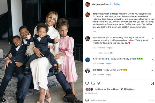 It?s The ?Daddy? For Me': Fans Gush Over Russell Wilson?s Mother's Day Dedication Post to Ciara