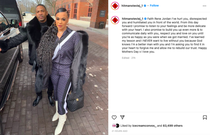 ‘stebie Please Stevie J Apologizes To Estranged Wife Faith Evans On Mothers Day And Fans 