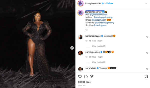 Its That Thigh Out for Me': Reginae Carter Shuts Down Instagram with Sexy Gown