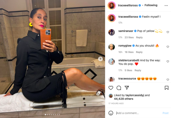 ?Your Legs Are a National Treasure?: Tracee Ellis Ross? ?Feelin Myself? Post Draws Eyes to Her Long Legs?