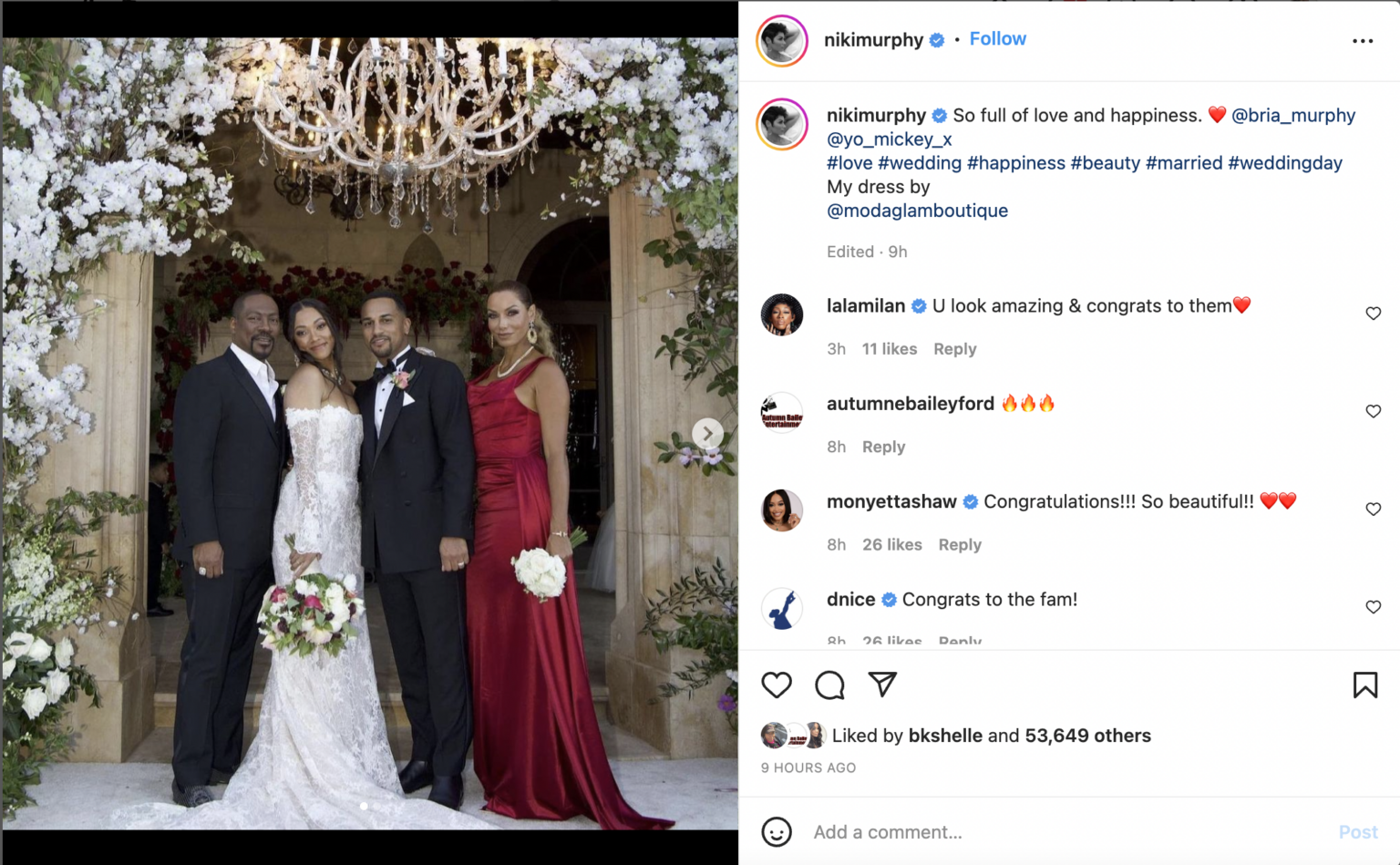 Eddie Murphy’s Daughter Bria Gets Married In Private 250 Person Ceremony In Beverly Hills