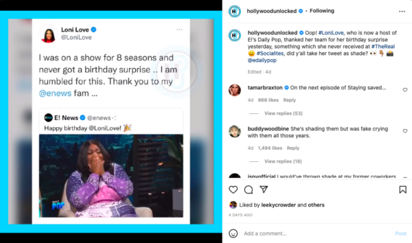 Loni Minding Her Business': Tamar Braxton Receives Flak from Fans After Responding to Loni Love's Comment About 'The Real' Not Giving Her a Birthday Surprise