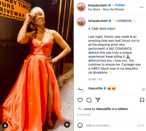That Dress is Whoa': LeToya Luckett 's Orange Dress Becomes the Main Attraction During Night Out