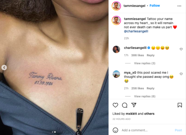 Miss Charlie Is Growing Up': Tammy ?Rivera?s Daughter Charlie Reveals She Got a Tattoo of Her Mother?s Name?