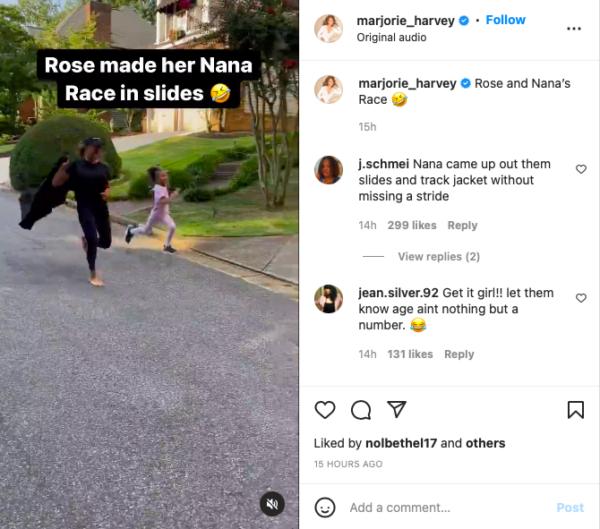 ?Even the Baby Not Safe?: Marjorie Harvey Shows Off Her Athletic Skills After Racing Her Granddaughter?