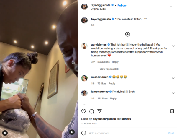 The Tongues Took Me Out': Taye Diggs Uploads a Video of Apryl Jones Getting a Tattoo and Fans are Left in Tears??