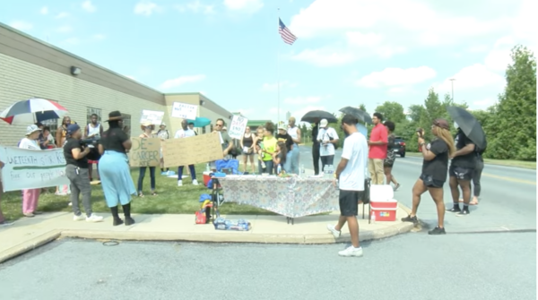 Protesters gather at the Dauphin County Prison