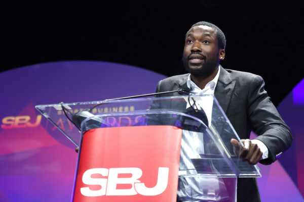 Meek Mill speaks during the 15th Annual Sports Business Journal Awards