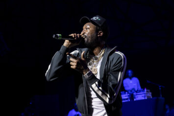 Recording artist Meek Mill performs at The Aretha Franklin Amphitheatre on August 26, 2022