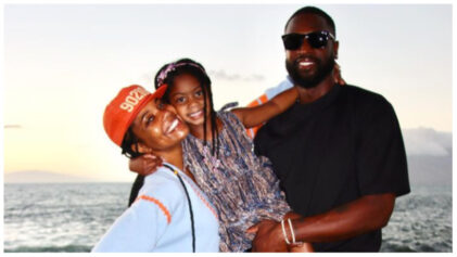 Gabrielle Union and Dwyane Wade with their five-year-old daughter, Kaavia James Wade.