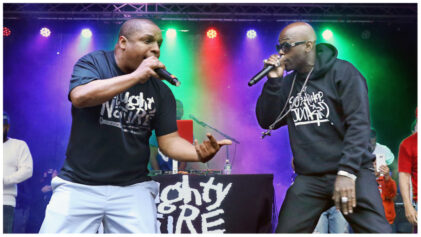 NEWARK, NJ - MAY 13: Rappers Vin Rock and Treach perform during the 2016 Newark celebration 350 Founders Weekend Festival on May 13, 2016 in Newark, New Jersey. (Photo by Jim Spellman/WireImage)