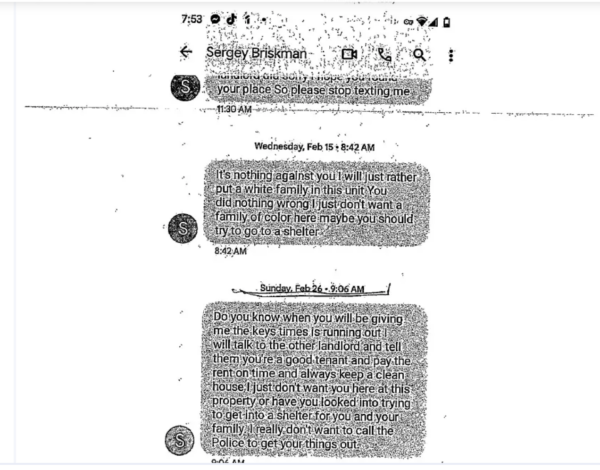 Screenshot of texts reportedly sent by Sergey Briskman