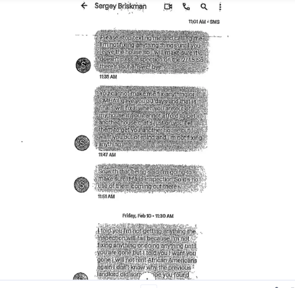 Screenshot of texts reportedly sent by Sergey Briskman