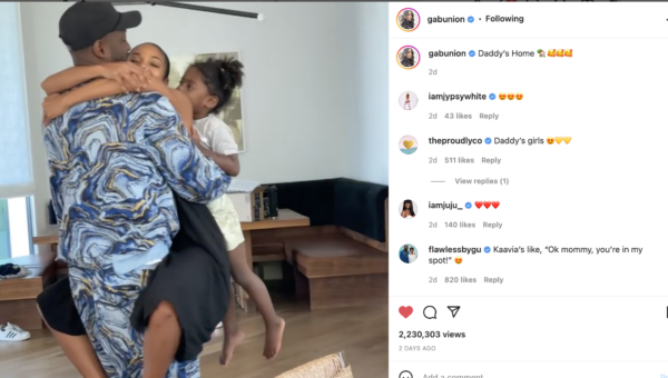 ?No Ma?am?: Gabrielle Union Fans Crack Up at Kaavia?s Reaction to the Actress Welcoming Dwyane Wade Home