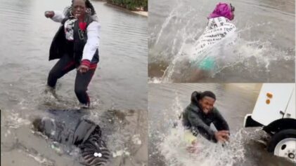Video of kids playing in Hillary floodwater sparks concern.