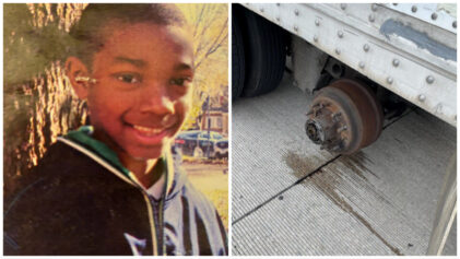 William Jason Lamont Bell Jr picture posted on Facebook in honor of his birthday. Broken wheel off semi truck.