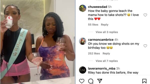 Fans call Riley Burruss a 'pro' after she and Kandi Burruss take shots for her 21st birthday. 