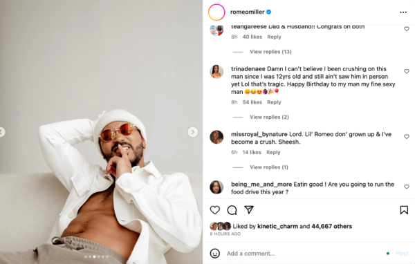 Fan go wild after Romeo Miller shares shirtless photos on his 34th birthday. 