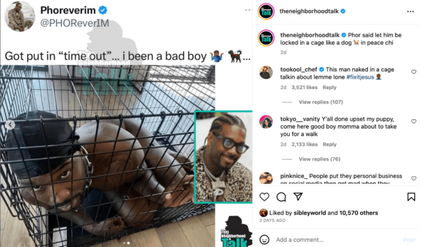 "Black Ink Crew:Chicago" star Phor faces backlash after a viral photo of him in a dog cage surfaced online. 