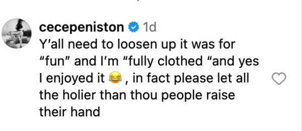 Cece Peniston responds to trolls who criticized a man humping on her.