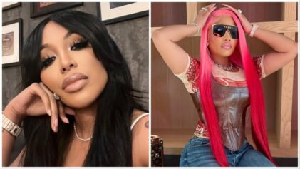 K. Michelle (L) says Nicki Minaj (R) stole her song because she thought the singer slept with the rapper.