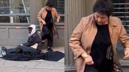 Viral Video of Asian Woman Kicking Homeless Black Man Sparks Outrage on Social Media