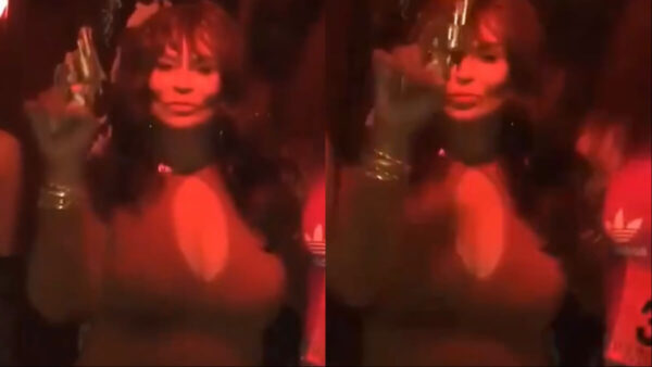 Fans crack up at Tina Knowles waving a fake gun in resurfaced video.