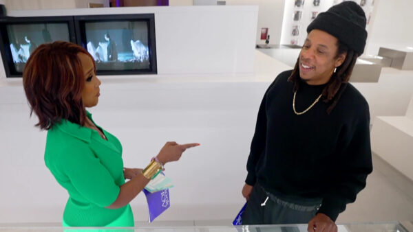 Screenshot from Gayle King's rare interview with rapper and business mogul Jay-Z. 