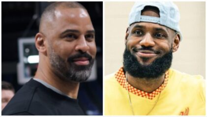 Ime Udoka and Lebron James get into a verbal confrontation during a Lakers-Rockets game.