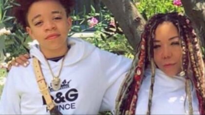 Tiny Harris says she's 'blessed' to have her 'terror' son amid family drama.