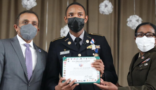 Kaheem Bailey-Taylor receives military order for saving friend's life.