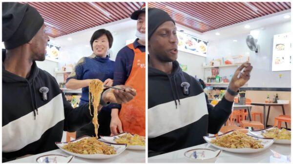 Black content creator living in China goes viral after impressing locals with his fluent Madarin language and his chopstick skills.  