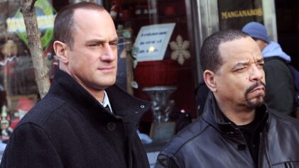 NEW YORK, NY - DECEMBER 22: Christopher Meloni and Ice-T filming on location for "Law & Order SVU" at on December 22, 2010 in New York City. (Photo by Bobby Bank/WireImage)