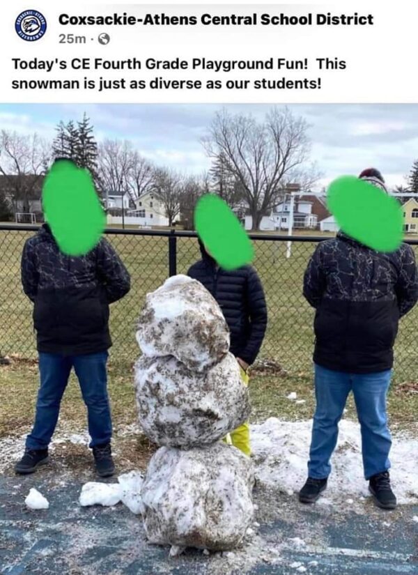 Coxsackie-Athens Central School District posts diverse snowman