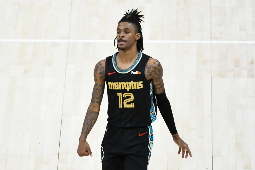 SALT LAKE CITY, UTAH - MAY 23: Ja Morant #12 of the Memphis Grizzlies in action during Game One of the Western Conference first-round playoff series against the Utah Jazz at Vivint Smart Home Arena on May 23, 2021 in Salt Lake City, Utah. NOTE TO USER: User expressly acknowledges and agrees that, by downloading and/or using this photograph, user is consenting to the terms and conditions of the Getty Images License Agreement. (Photo by Alex Goodlett/Getty Images)