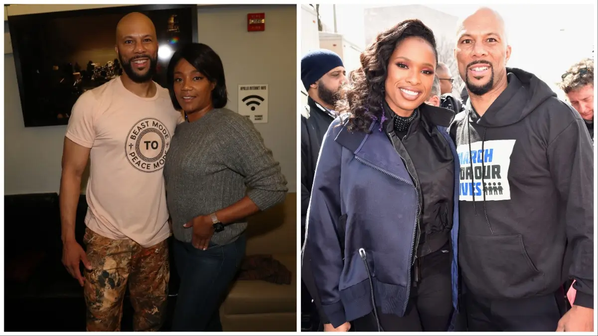 Tiffany Haddish (L) responds to a fan who asked when she was getting back with ex Common amid rumors of alleged breakup with Jennifer Hudson (R).