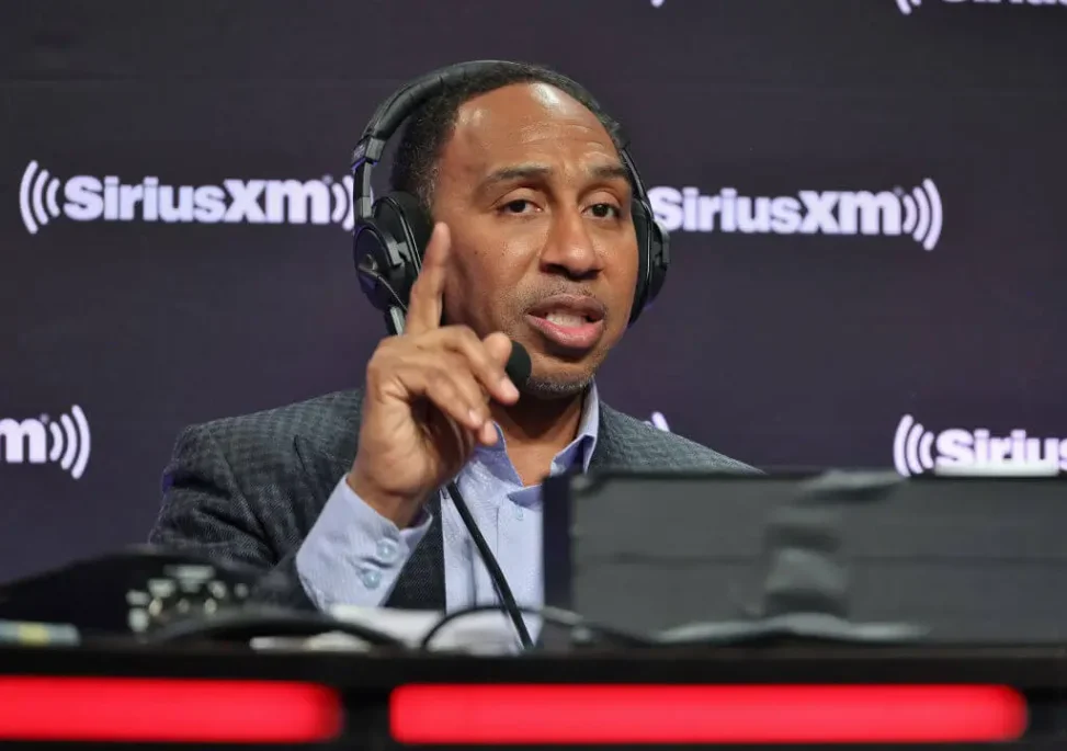 Stephen A. Smith attends SiriusXM during Super Bowl LVII on February 9, 2023 in Phoenix, Arizona.  (Photo by Cindy Ord/Getty Images for SiriusXM)