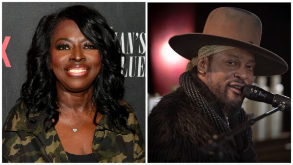 ATLANTA, GEORGIA - SEPTEMBER 19: Angie Stone attends a special screening of A JAZZMAN'S BLUES at IPIC Theaters in Atlanta on September 19, 2022 in Atlanta, Georgia. (Photo by Paras Griffin/Getty Images for Netflix); NEW YORK, NEW YORK - FEBRUARY 27: D'Angelo performs at The Apollo Theater on February 27, 2021 in New York City. (Photo by Shahar Azran/Getty Images)