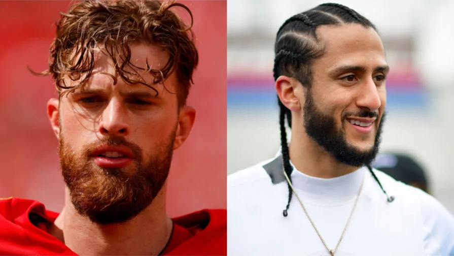 Fans Slam NFL's Double Standard, Demand Ban for Chiefs Harrison Butker Like Colin Kaepernick Over Controversial Commencement Speech (Photo: David Eulitt/Getty Images; Prince Williams/Wireimages)