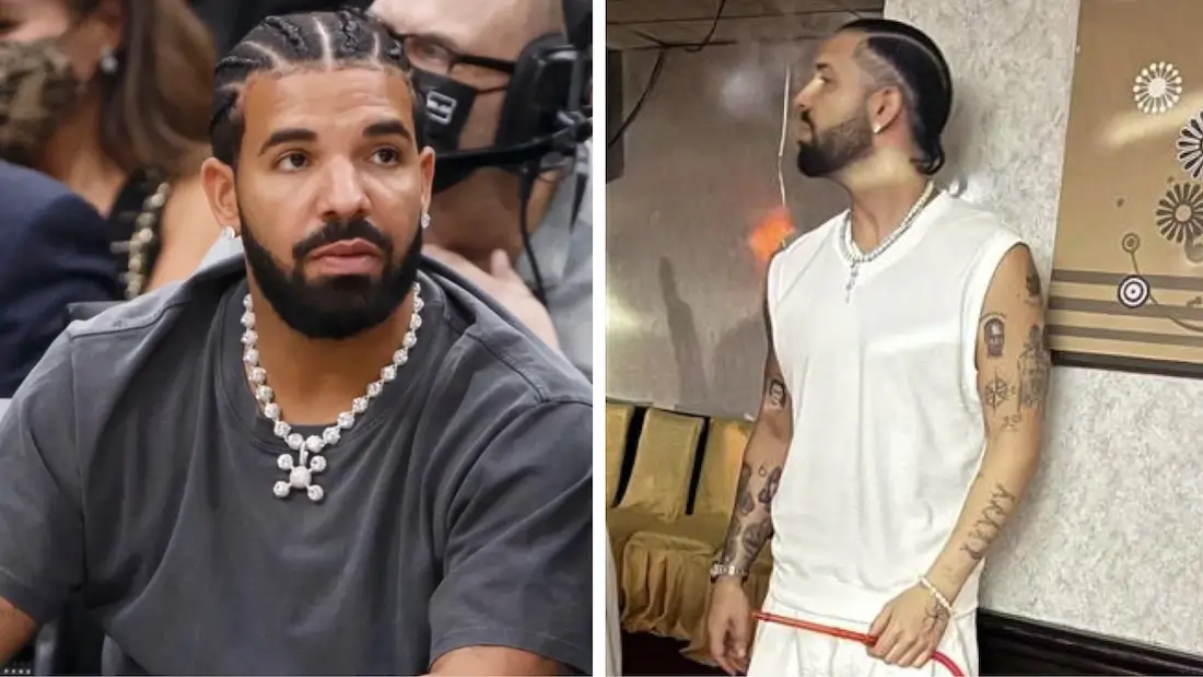 Drake’s latest photos have fans worried about his health. (Photos: Cole Burston/Getty Images; @drake/Instagram)
