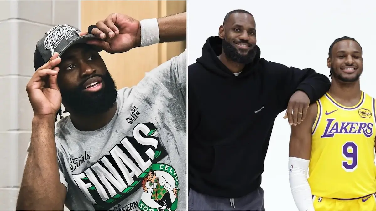 Jaylen Brown's candid critique of Bronny James sparks fans’ fear of retaliation from LeBron (Photos: @fchwpo / Instagram; @kingjames/Instagram)