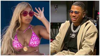 Ashanti shares what Nelly is packing between his legs in new photo.